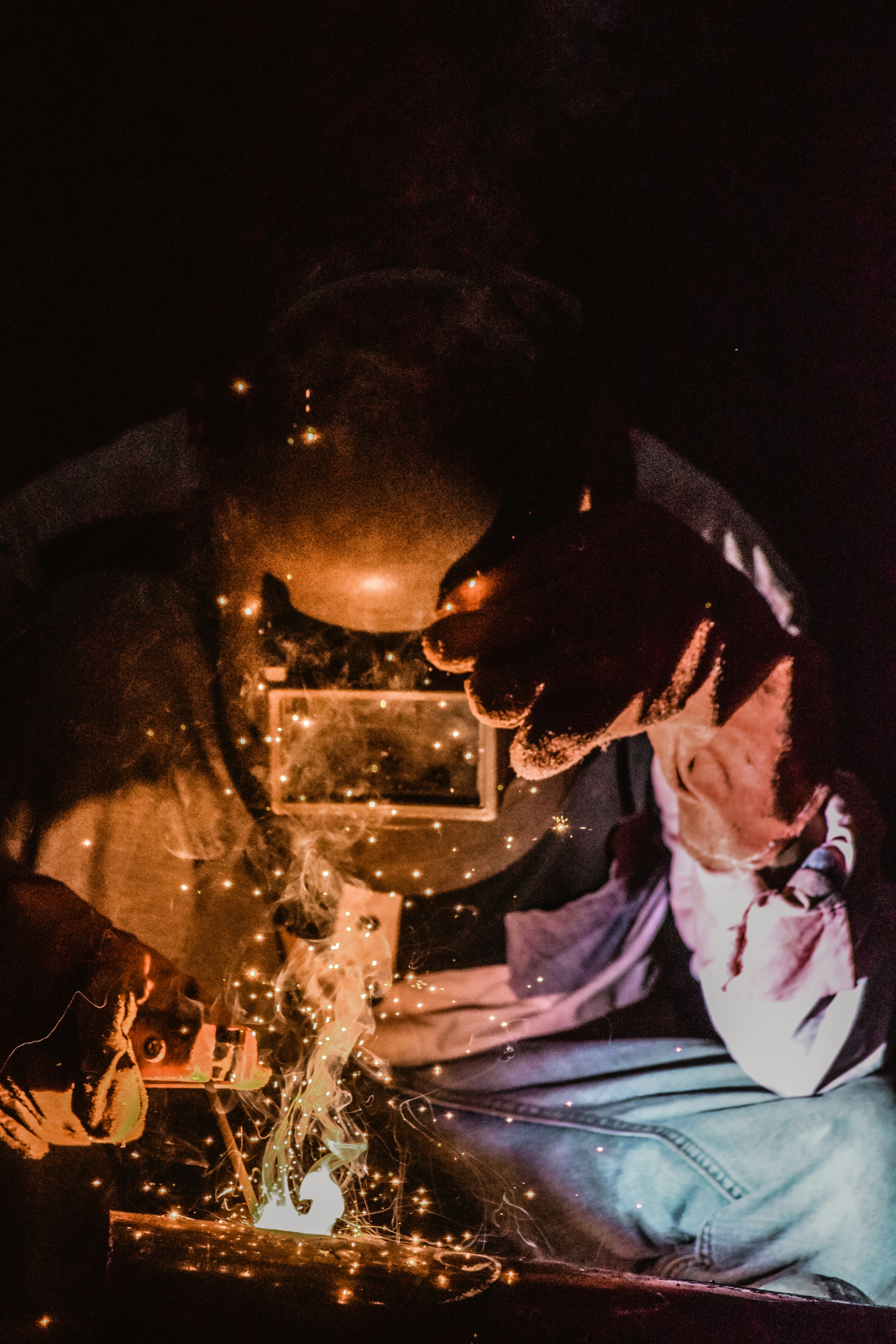 Arc welding during steel fabrication at the BSF New Borg El Arab shop