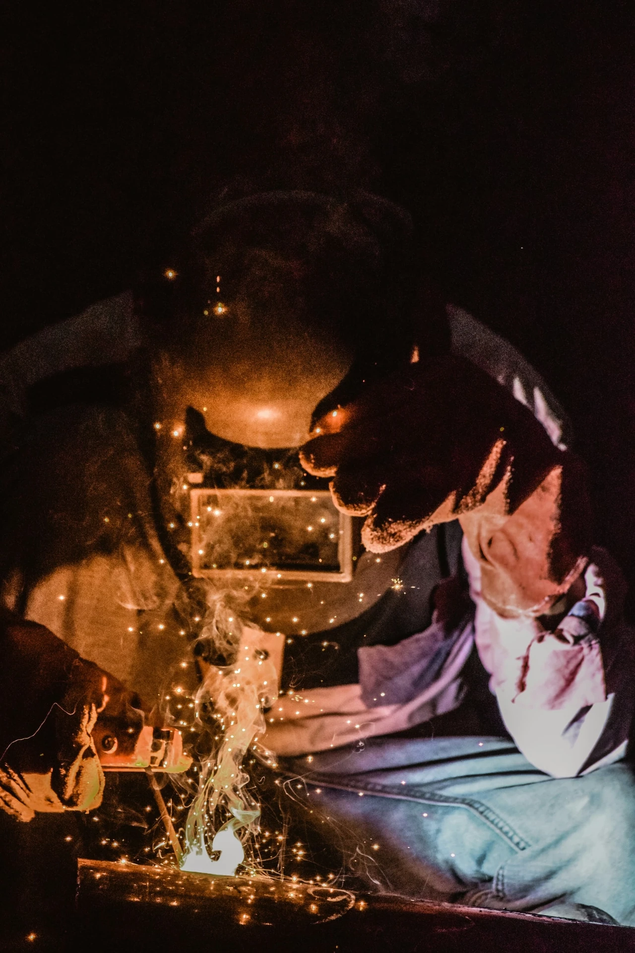 Arc welding during steel fabrication at the BSF shop in Alexandria, Egypt