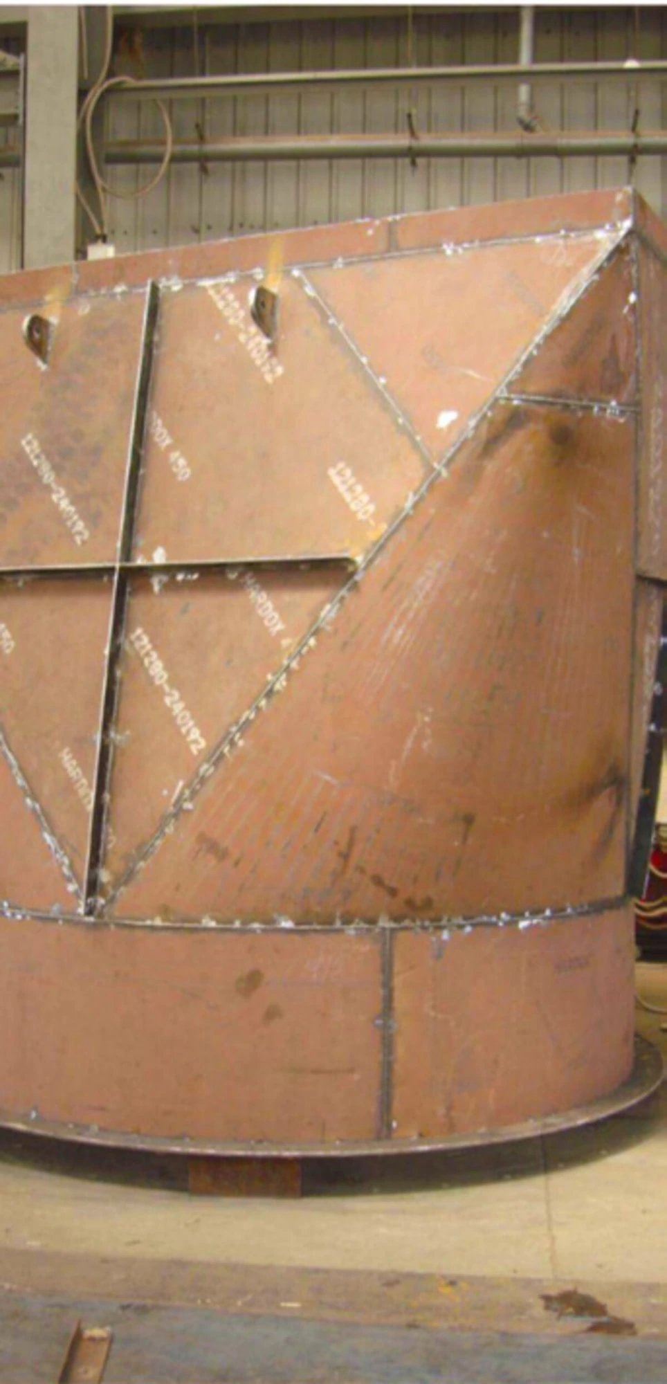 Hardox® 450 hopper and chute assembly fabricated at BSF for grain handling in Alexandria, Egypt